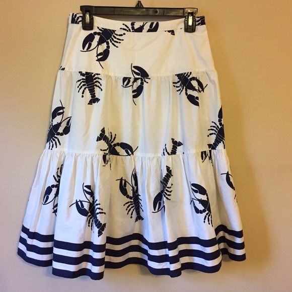 ❌SOLD❌ J. Crew Lobster Skirt Navy Blue Stripe - Picture 2 of 4