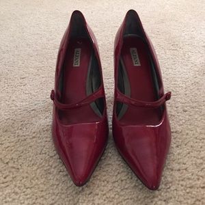 Alfani deep red patent leather heel.