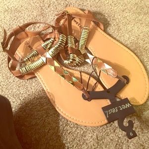 Wet seal brown and gold sandal's