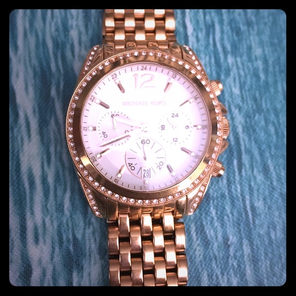Ladies gold and rhinestone MK watch