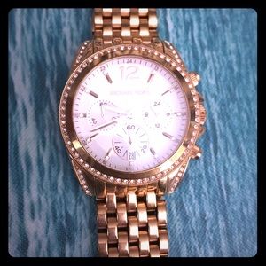 Ladies gold and rhinestone MK watch