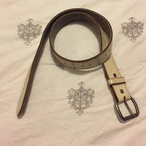 Genuine white leather belt