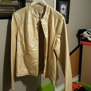 Pearlized Faux Leather Jacket