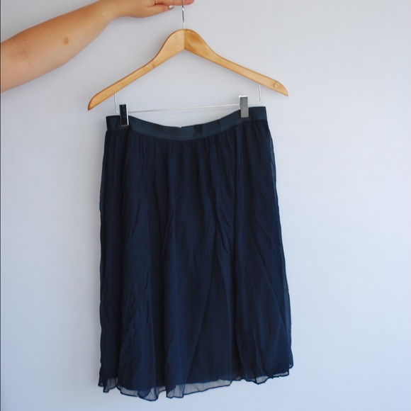 J. Crew Navy Crinkle Chiffon Skirt