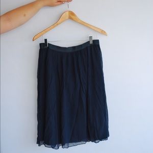 J. Crew Navy Crinkle Chiffon Skirt
