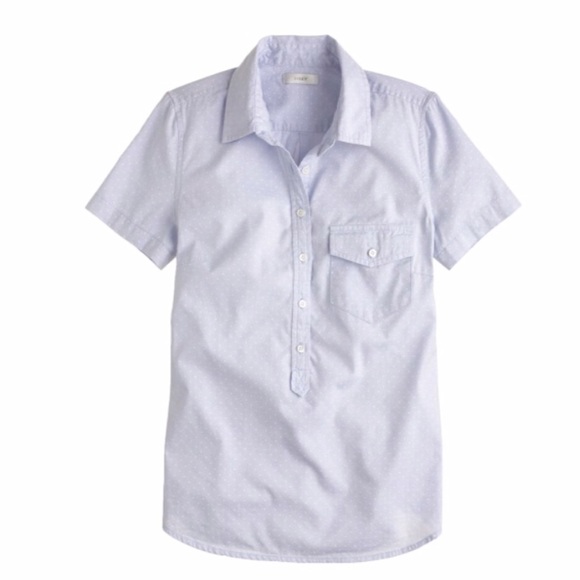 🆕 J.Crew Short Sleeve Pop-Over in Oxford Dot