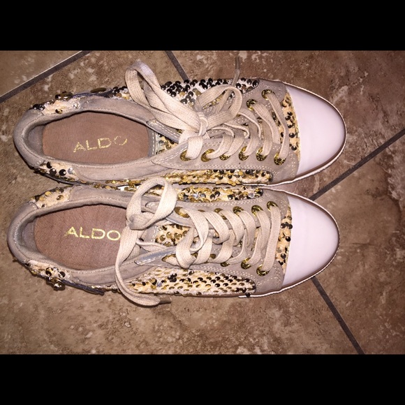 Aldo Gold Sequin Tennis Shoes *WORN ONCE*