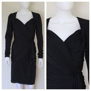 Vintage 1980's Black Ruched Long Sleeve Dress Vintage 1980's Black Ruched Long Sleeve Dress