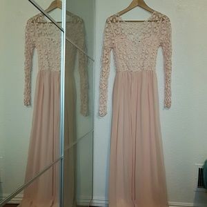Blush Pink Floral lace Bridesmaid dress size 10