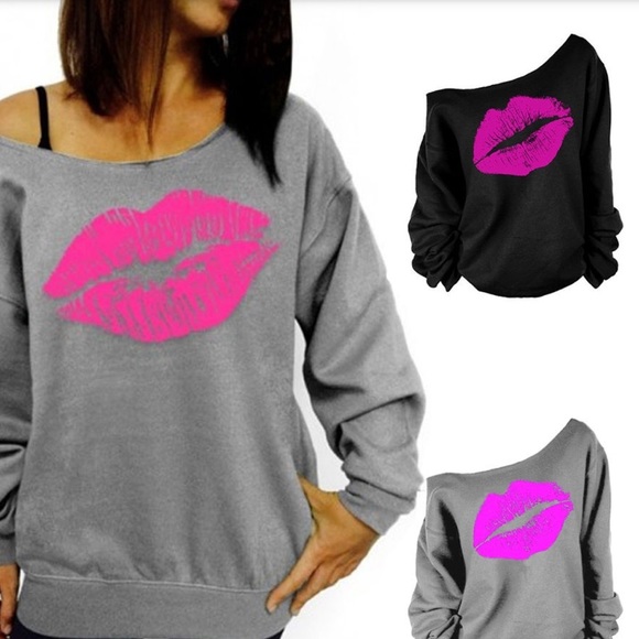 COMING SOON Off the shoulder "Smooches" sweatshirt