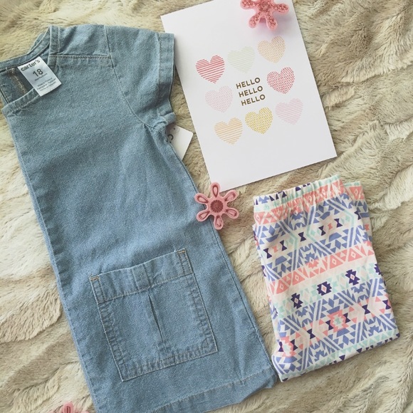 {🌸baby girl} Carter's Chambray Dress & Leggings