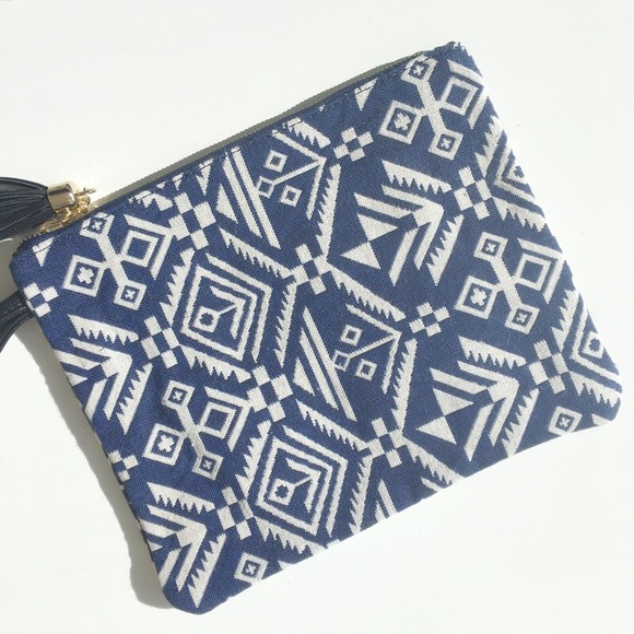 Tribal Print Navy Forever 21 Fabric Clutch