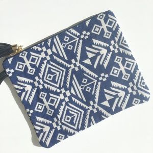 Tribal Print Navy Forever 21 Fabric Clutch