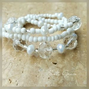 Classic white layer bracelet bundle