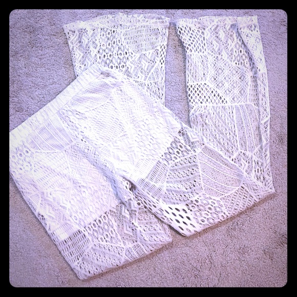 Cream crochet flare pants/shorts-closet clear out!