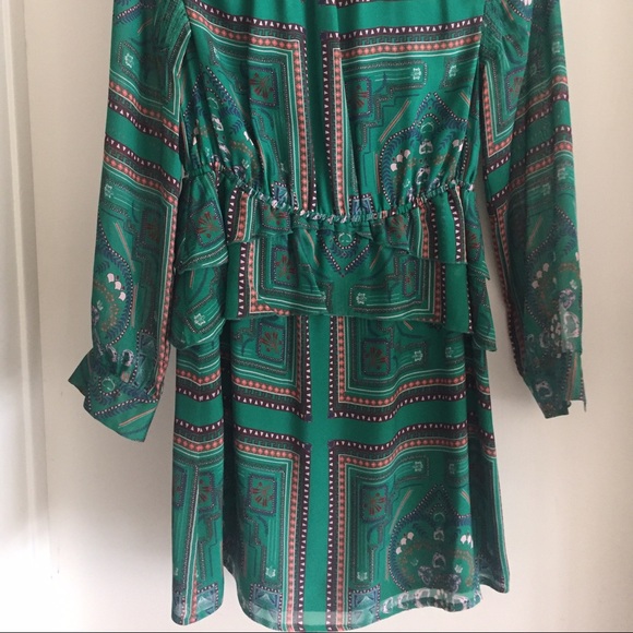 Green silk peplum dress