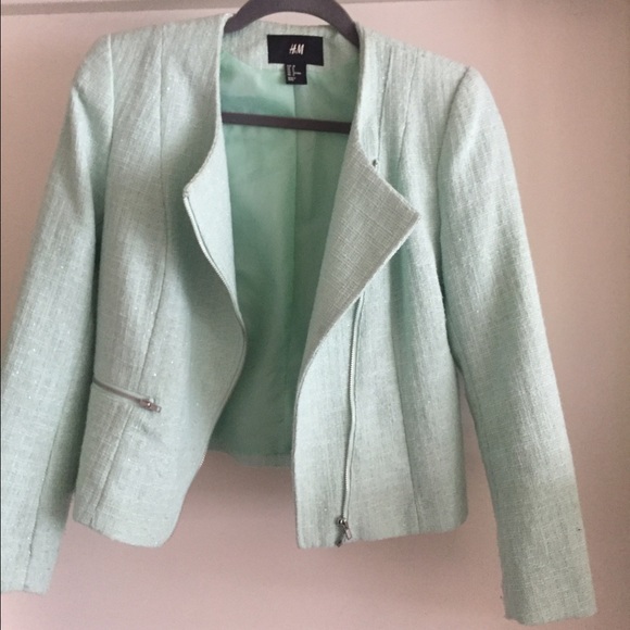 H&M seafoam green Moto jacket