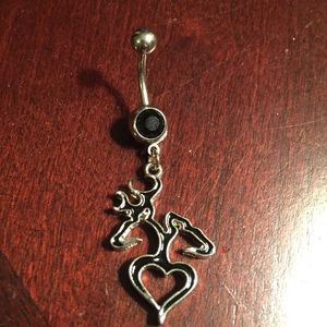 Black "Browning Deer" belly button ring