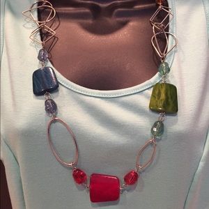 SILVER TONE & COLORED BEADS
