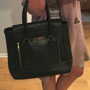 H & M hunter green hand bag