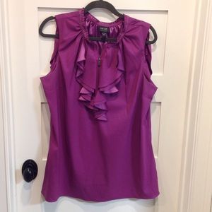Purple tank with ruffle and zipper detail