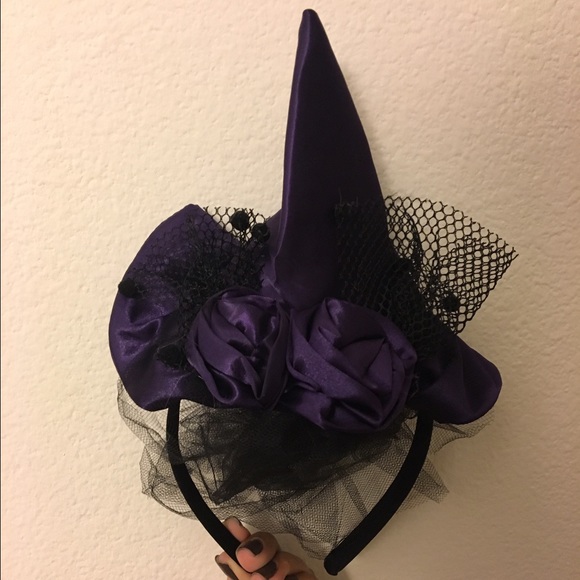 Black//Purple or Black Halloween Accessory Witch Hat Headband
