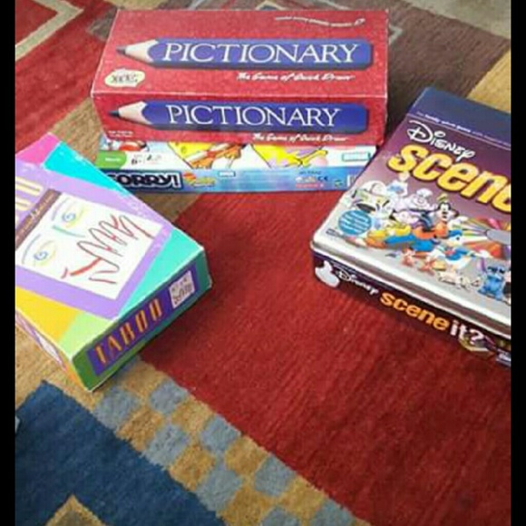 Board games and two hockey sticks