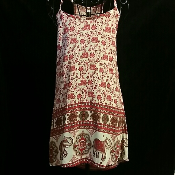 Long top or short dress multi color red and cream