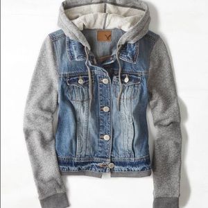 American Eagle denim vested hoodie Small