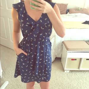 BCBGeneration Blue Horse Print Dress w/ Pockets