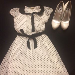 White&Black Polka-Dot Dress