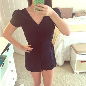 Navy Blue Short Sleeved Romper