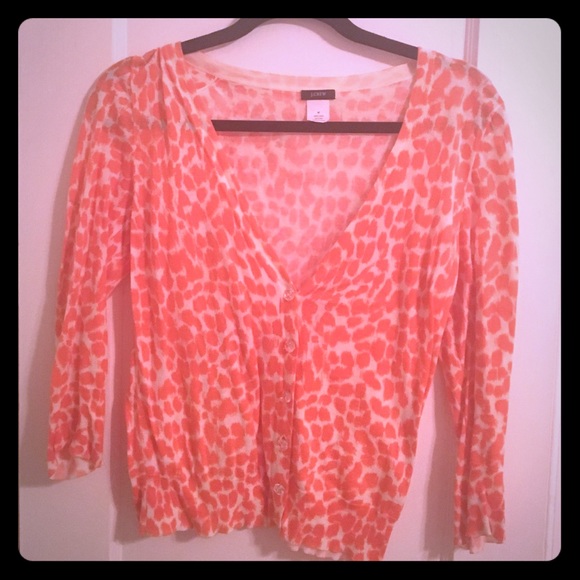 J. Crew Sweaters - J. Crew orange printed cardigan, size M