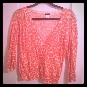J. Crew orange printed cardigan, size M