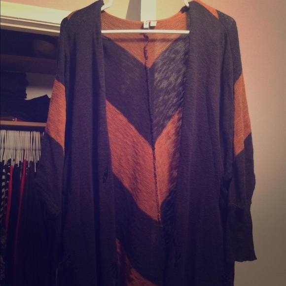 RVCA long distressed cardigan sweater