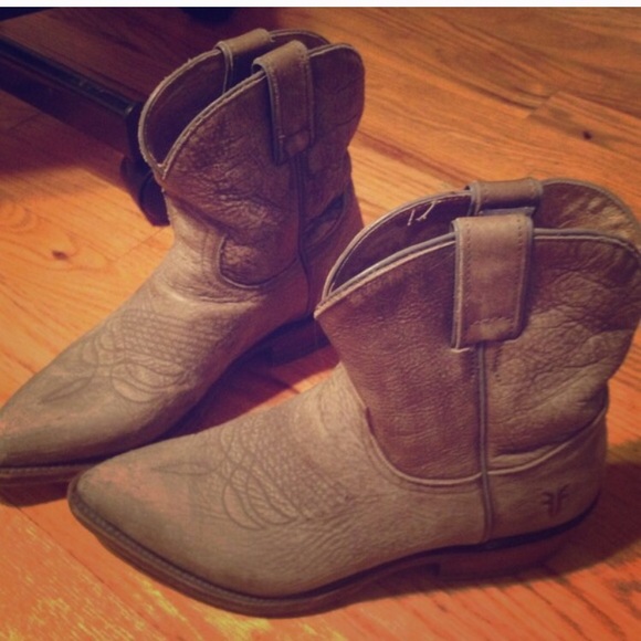 Frye leather cowboy ankle boots