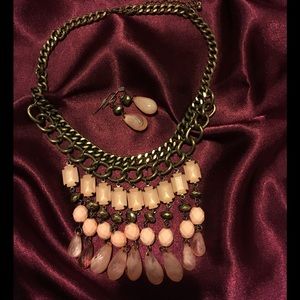 Pink Statement Necklace with matching Earrings