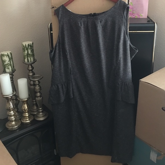 Grey tweed peplum secretary dress