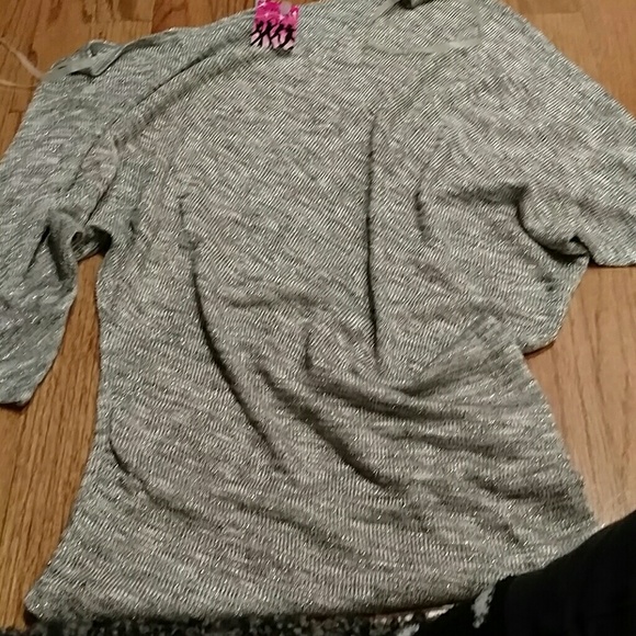 Off the shoulder silver shirt