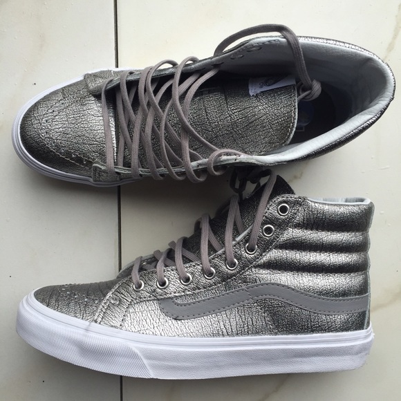 Vans Shoes - CUTE Silver Off The Wall hi-top Vans, 8.5