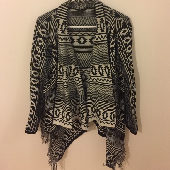 Black and white Aztec fringe sweater size M
