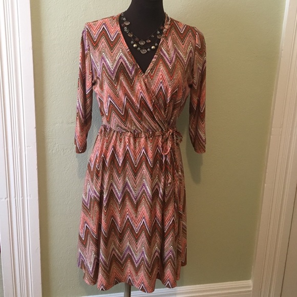 L' Amadei geometric pattern wrap dress
