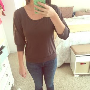 Adriana Goldschmied Brown Half Sleeve Cotton Top