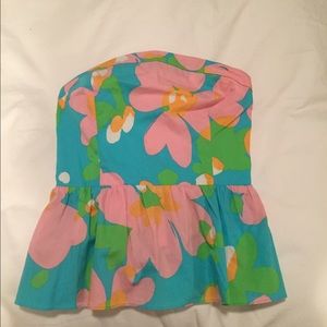 Lilly Pulitzer strapless peplum top!