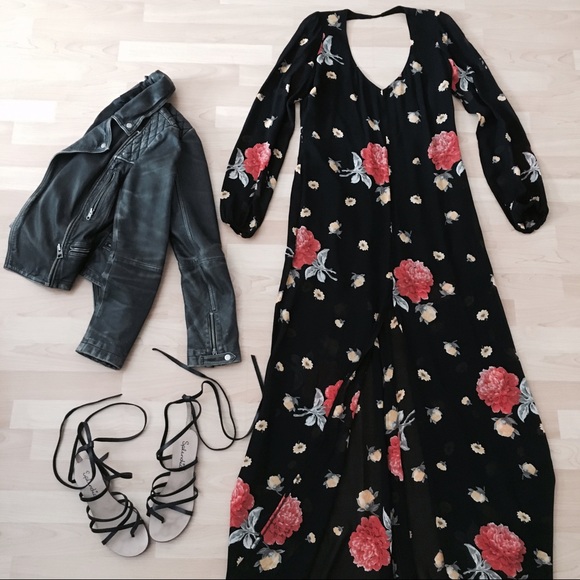 Reformation open back floral maxi dress