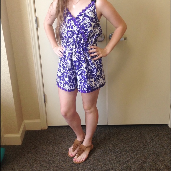 Purple floral romper