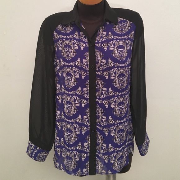 AGB Tops - AGB Sheer Patterned Blouse