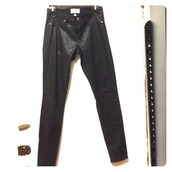 EUC Paige Denim Verdugo Black Silk Coating Jean 28