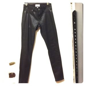 EUC Paige Denim Verdugo Black Silk Coating Jean 28