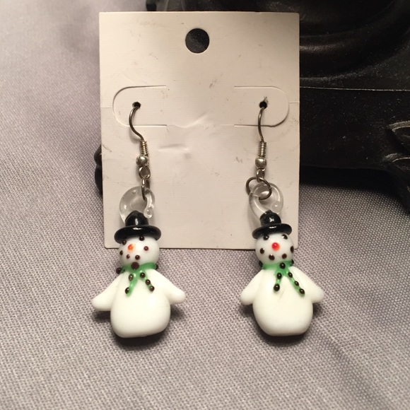 Glass Milano Snowman Earrings - pierced - Picture 1 of 3